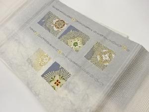 変わり色紙に華文模様織出し名古屋帯